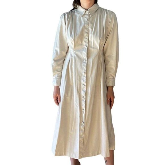 Womens Moussy Vintage White Faux Leather Maxi Dress Long Jacket Sz M - Picture 2 of 6